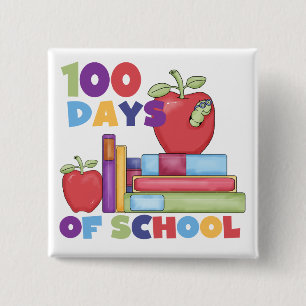 Books and Apples 100 Days of School Tshirts Button
