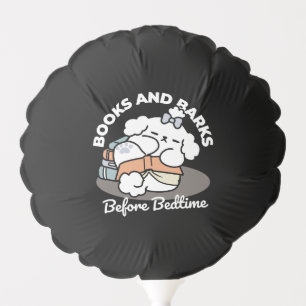 Books and Barks – Cute Sleepy Dog Reading Design Balloon