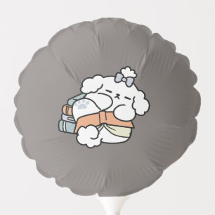 Books and Barks – Cute Sleepy Dog Reading Design Balloon