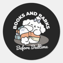 Books and Barks – Cute Sleepy Dog Reading Design