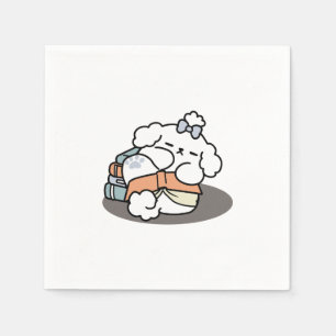 Books and Barks – Cute Sleepy Dog Reading Design Napkins