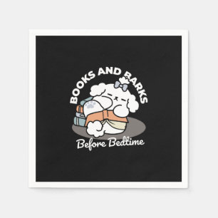Books and Barks – Cute Sleepy Dog Reading Design Napkins