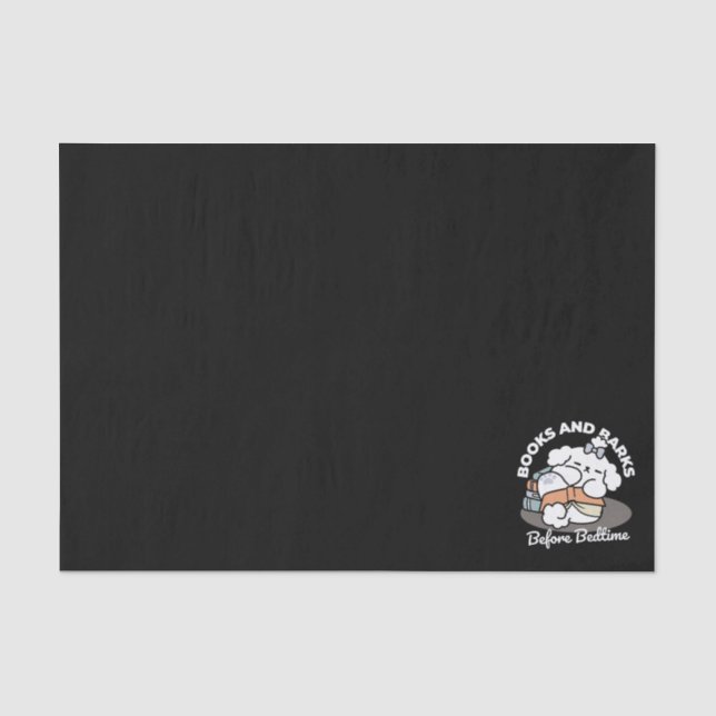 Books and Barks – Cute Sleepy Dog Reading Design Tissue Paper (Front)