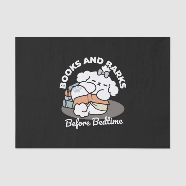 Books and Barks – Cute Sleepy Dog Reading Design Tissue Paper (Front)