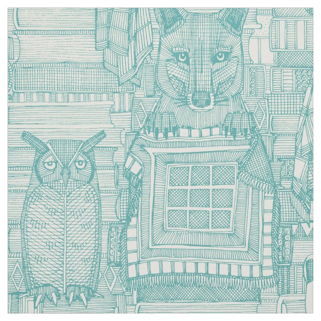 books and blankies teal pearl fabric (Swatch)
