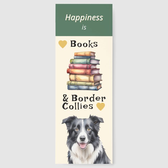 Books and Border Collies Happiness Picture Bookmarks (Front)