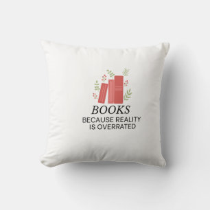 Books and Botanical Bliss Throw Pillow