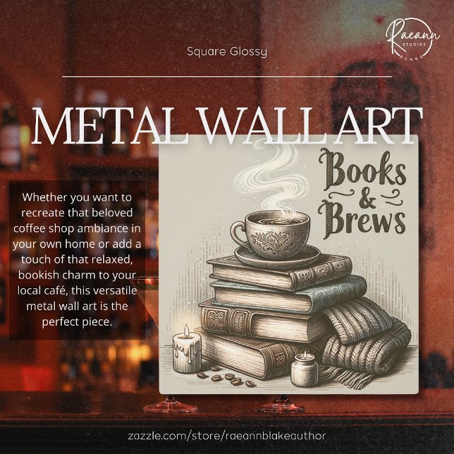 Books and Brews Square Glossy Metal Wall Art (Creator Uploaded)