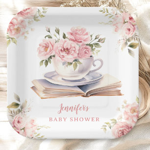 Books and Brunch Baby Shower Girl Tea Floral Paper Plates
