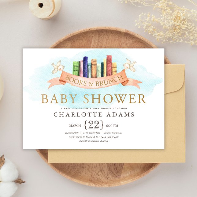 Books and Brunch Baby Shower Invitation