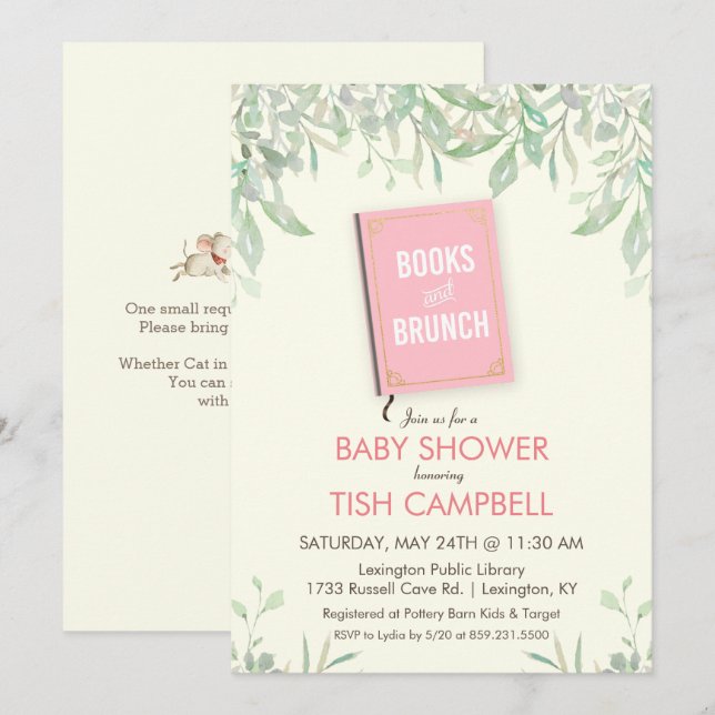 Books and Brunch Baby Shower Invitation (Front/Back)