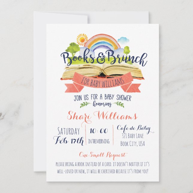 Books and Brunch Baby Shower Invitation (Front)