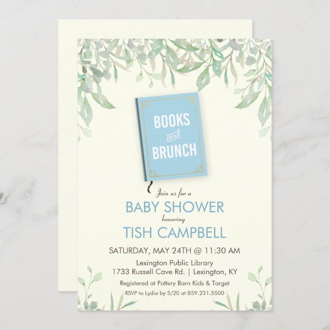 Books and Brunch Baby Shower Invitation (Front/Back)