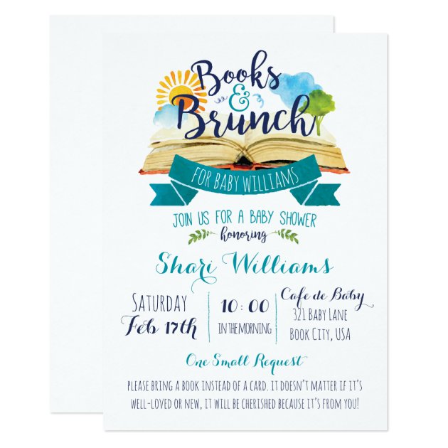 Books And Brunch Baby Shower Invitation - Blue