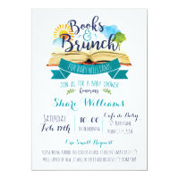 Books and Brunch Baby Shower Invitation - Blue