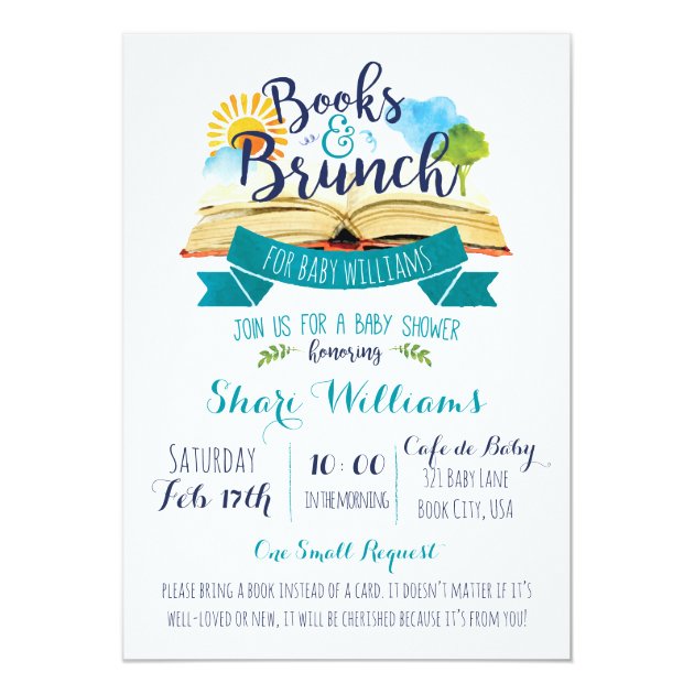 Books And Brunch Baby Shower Invitation - Blue