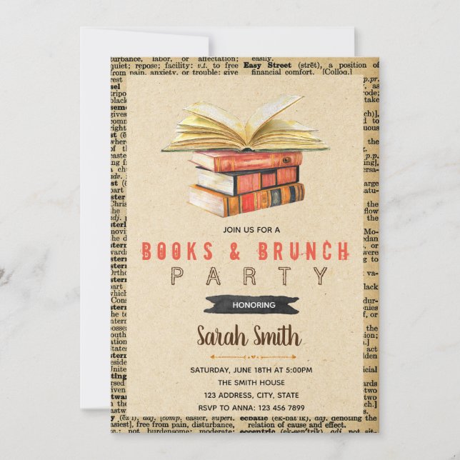 Books and brunch party invitation (Front)