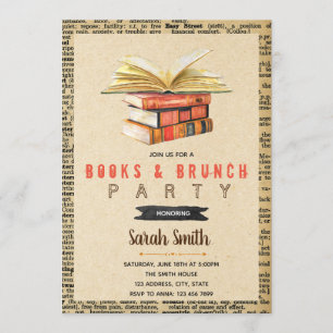 Books and brunch party invitation