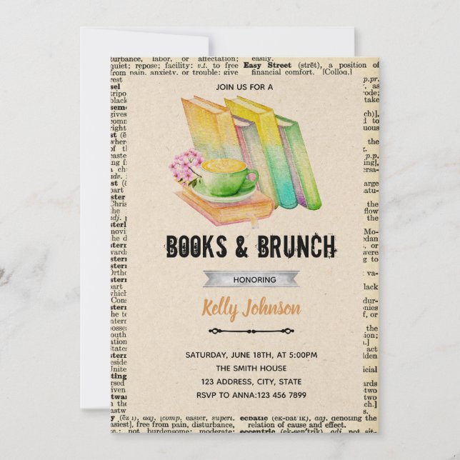 Books and brunch party invitation (Front)