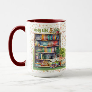 Books and Cat Lovers Hygge Birthday Retirement Mug