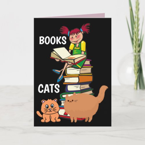 BOOKS AND CATS CAT BIRTHDAY GREETING CARDS