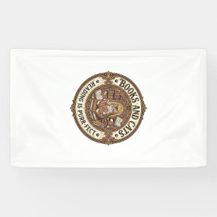 Books And Cats Cat Books Reading Vintage Vector Ar Banner