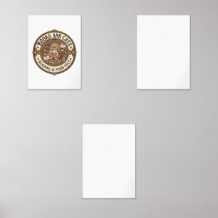 Books And Cats Cat Books Reading Vintage Vector Ar Wall Art Sets