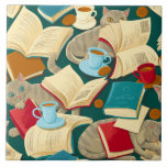 Books And Cats Ceramic Tile at Zazzle