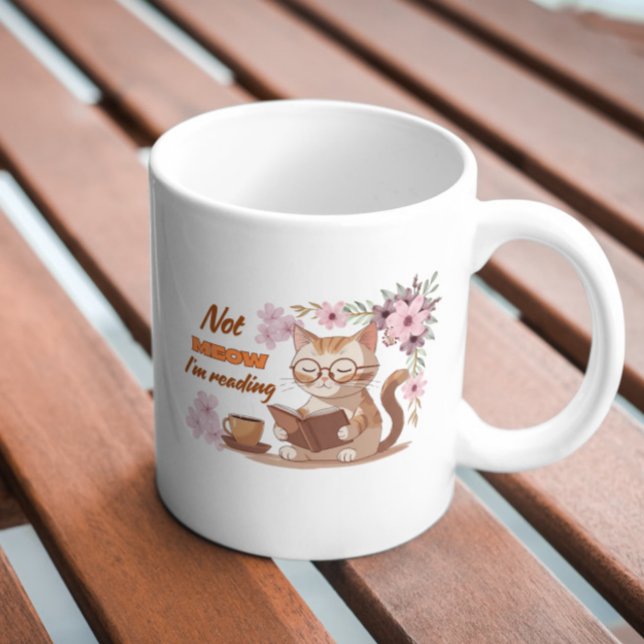 Books and Cats Giftful Cozy Cat Reader Artwork Coffee Mug (Creator Uploaded)
