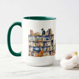 Books and Cats, Gifts for Librarian Bibliophile Mug