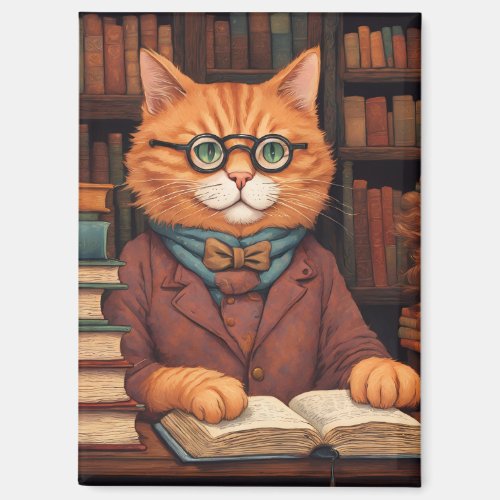 books and cats magnet