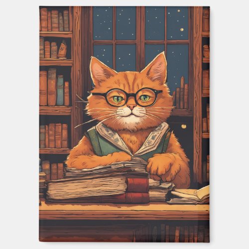 books and cats magnet