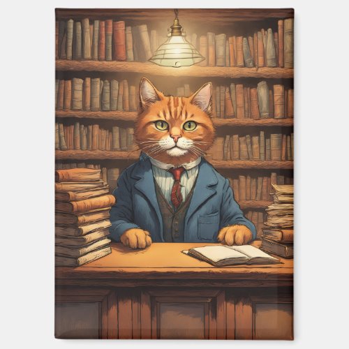 books and cats magnet