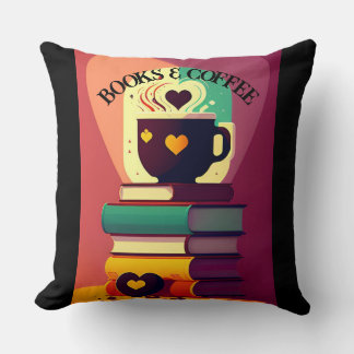 Books And Coffee 2 Throw Pillow
