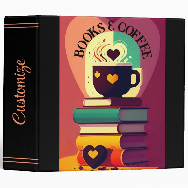 Books And Coffee 3 Ring Binder (Front/Spine)