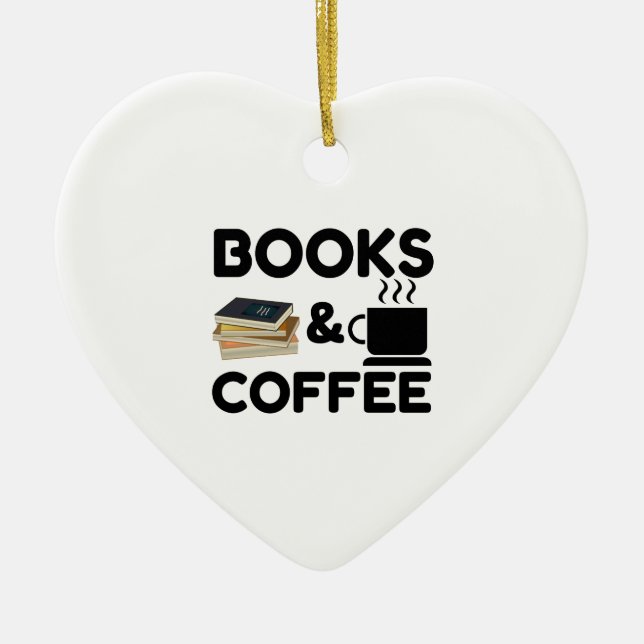 Books And Coffee Ceramic Ornament (Front)