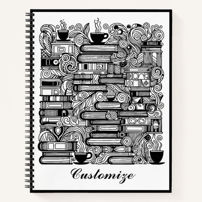 Books And Coffee Color Me Doodle   (Front)