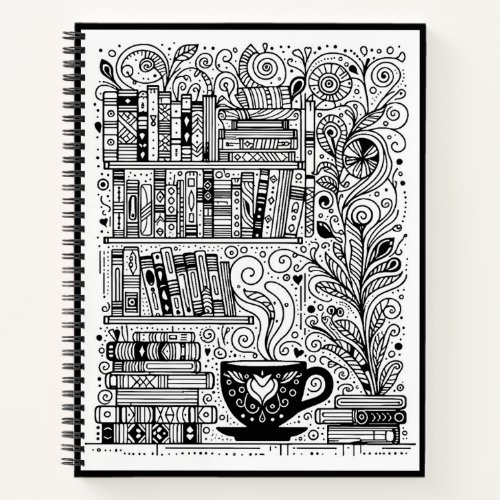 Books And Coffee Color Me Doodle 2