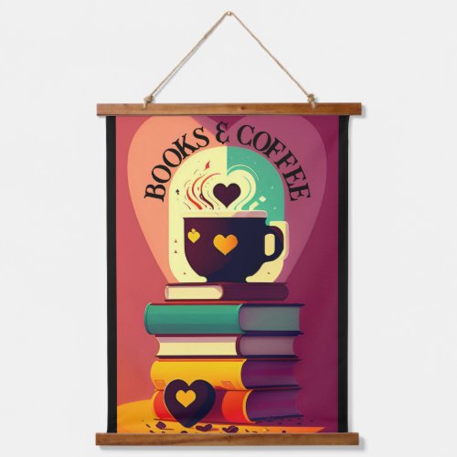 Books And Coffee Hanging Tapestry