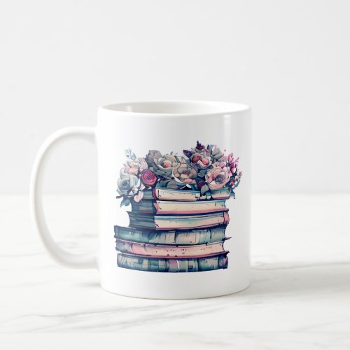 Books and Coffee is All I Need  Vintage Flowers Coffee Mug