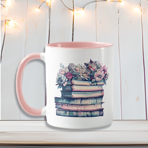 Books and Coffee is All I Need  Vintage Flowers Mug