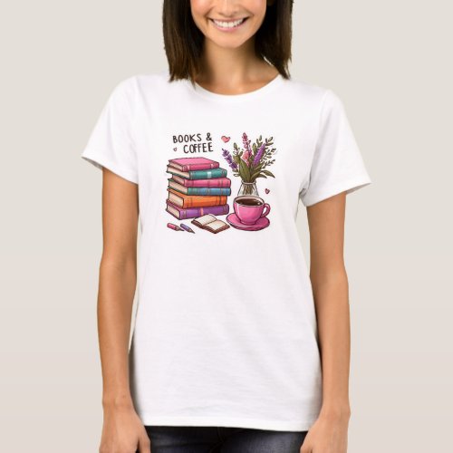 Books and coffee lavender Book lovers t_shirt 
