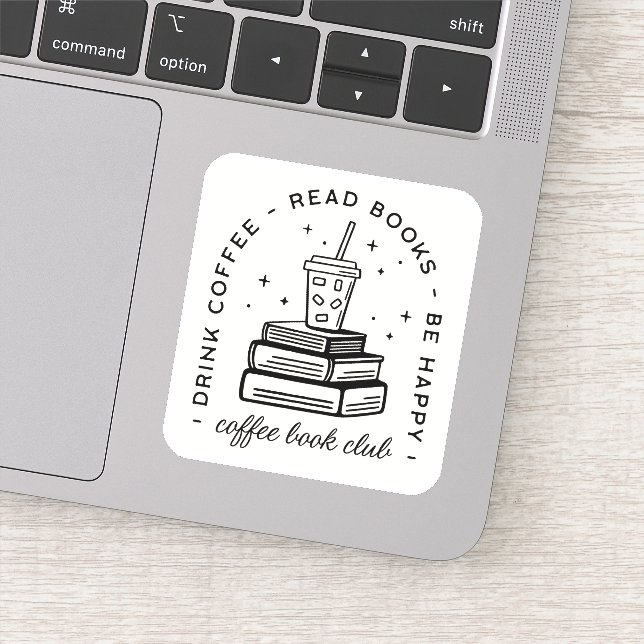 Books and coffee lover club bookish sticker (Detail)