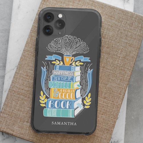 Books and Coffee Lover in Bright Hues iPhone 15 Plus Case