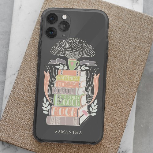 Books and Coffee Lover in Pastel Colors iPhone 15 Plus Case