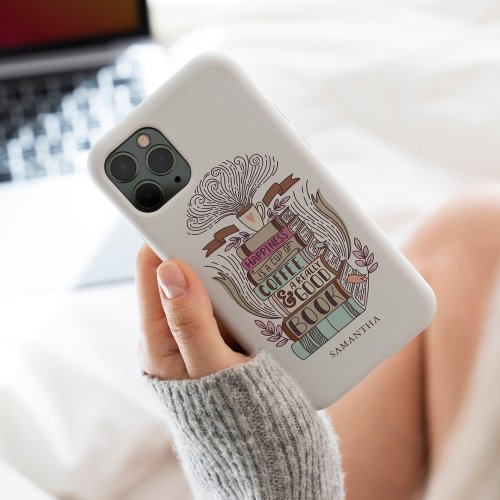 Books and Coffee Lover Personalized iPhone 15 Plus Case