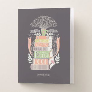 Books and Coffee Lover Personalized Pocket Folder