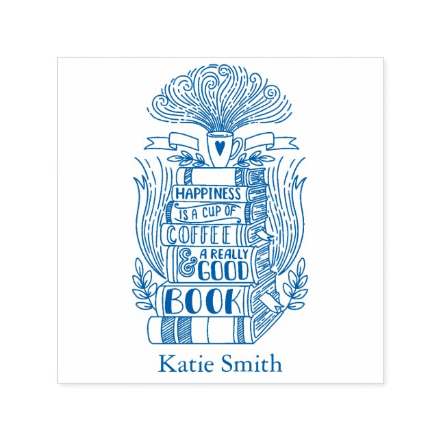 Books and Coffee Lover Personalized Self-inking Stamp (Design)