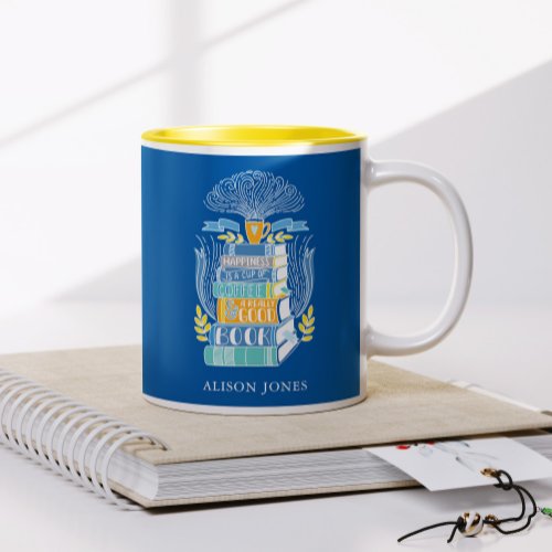 Books and Coffee Lover Personalized  Two_Tone Coffee Mug