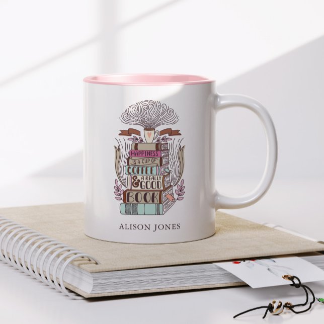 Books and Coffee Lover Personalized Two-Tone Coffee Mug (Creator Uploaded)